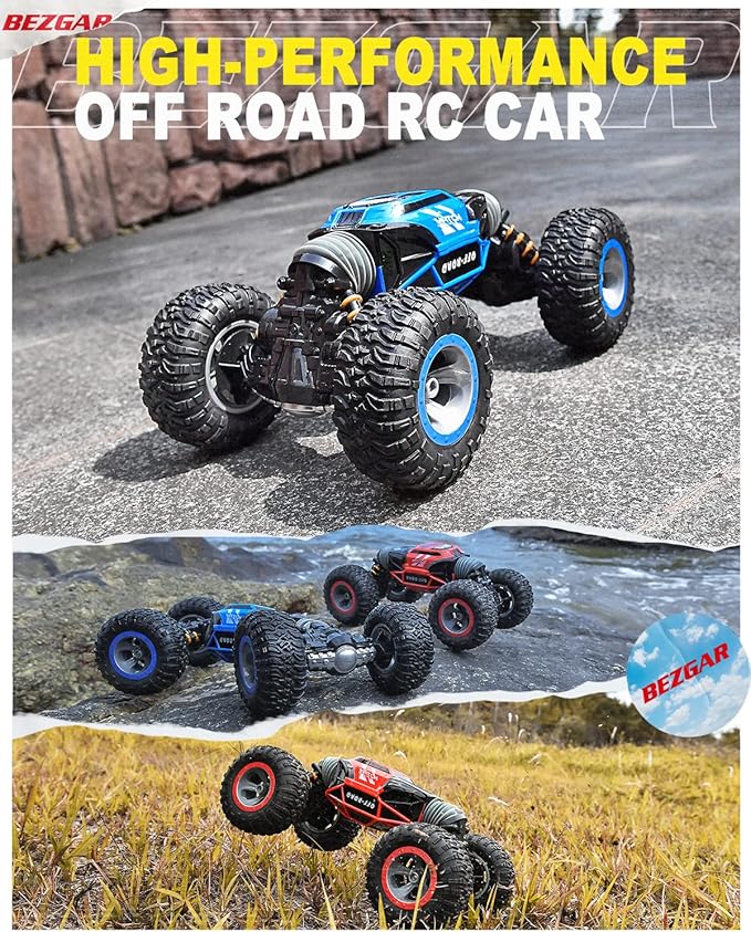 BEZGAR TD141 Remote Control Car - 1:14 Scale 4WD All-Terrains Large RC Cars for Kids 2.4GHz Transformable Stunt Cars Monster Truck Toys Christmas Birthday Gifts for Boys &amp Girls