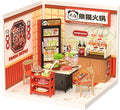 Rolife Super Creator DIY Miniature Plastic House Building Set Playset with LED Suitable for Mini Figures Construction Toys Diorama Kit Gifts for Teens Adults (Panda Hot Pot)