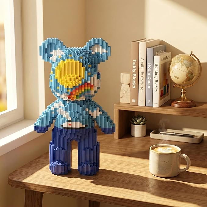 12.6 Starry Sky Teddy Blocks Bear Building Bricks Set - Micro DIY Craft Kit for Adults - Collectible Decor for Office livingroom Book Shelf - Screen-Free Stress Relief Gift Idea