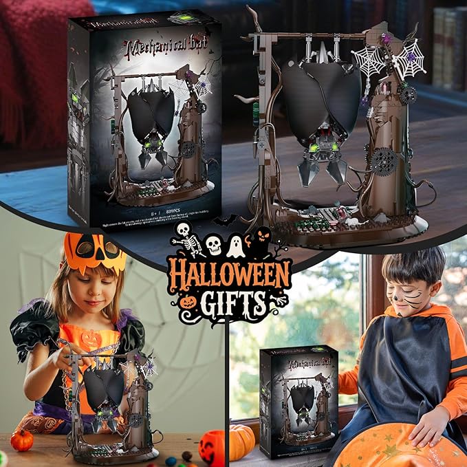 Halloween Bat Building Block Sets for Adults Compatible with Lego 839PCS Bat Model Toy Home and Office Decor Collextible for Teens Boys 8+