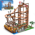 Mould King 11013 Roller Coaster Amusement Park Building Set Fairground Theme Park Kit with Rollercoaster &amp Pirate Ship Ideal Gift Model Building Kit for Adults (2174 Pieces)