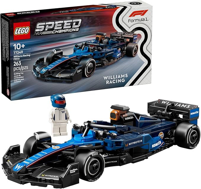 LEGO Speed Champions Williams Racing FW46 F1 Race Car Toy - Building Set for Kids Boys &amp Girls Ages 10+ - Toy Car for F1 Fans - Gift Idea for Birthday - 77249