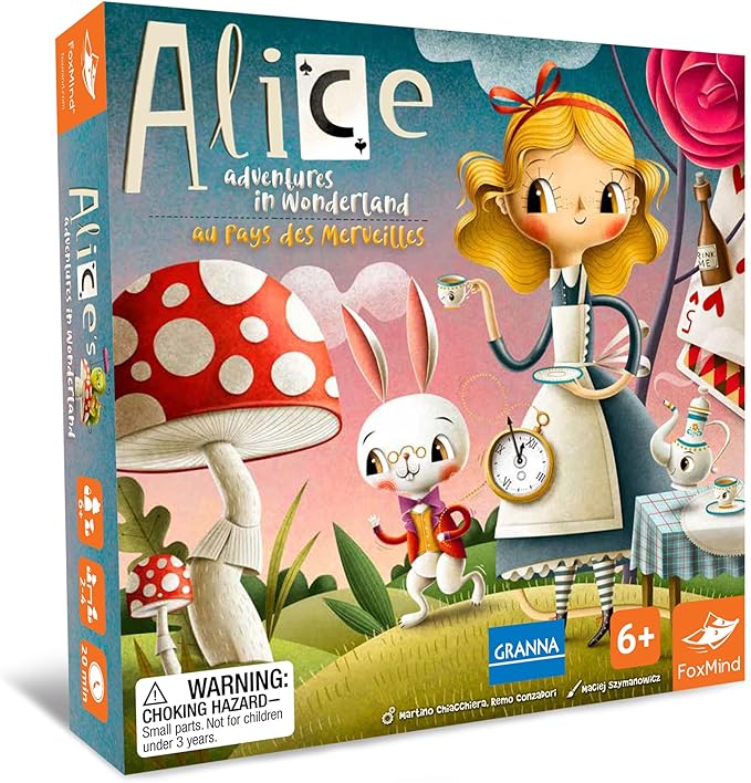 FoxMind Games: Alice's Adventures in Wonderland - Granna Fairytale Board Game Race to Become The Tea Party Champion Family Ages 6+ 2-4 Players