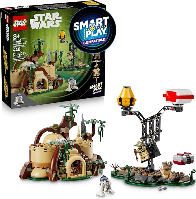 LEGO Star Wars SMART Play: Yoda’s Hut and Jedi Training - Building Toy for Role Play - Compatible Set with 2 SMART Tags and 2 Minifigures - Gift for Boys Girls and Kids Ages 8+ - 75422