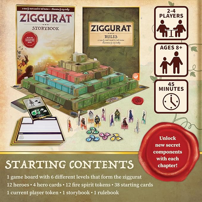 MindWare Ziggurat Cooperative Family Legacy Adventure Game by Matt Leacock &amp Rob Daviau Illustrated by Cory Godbey for Ages 8+