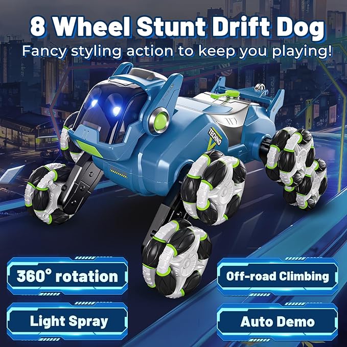 Gesture Sensing RC Stunt CarRemote Control Car Toys for Ages 8-10-12with Lights Music Spray8WD 360° Spins All Terrains Kids Toys Car 6-8 Year Old Boy Birthday Gift &amp 6-13 Best Gift for Kid
