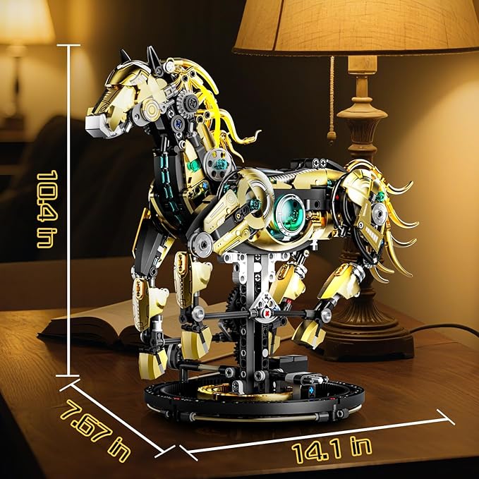 Mechanical Horse Building Sets Compatible with Lego Animals Animal Collection Toy Home or Office Decor for Adults STEM Building Gift for Teens Boys and Girls 8-14 (1055PCS)