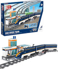 Block Builder High Speed Train Remote Control Building Block Set with Full Train Station (1532 Pieces). Railroad Series Building Blocks for Kids and Adults. Alternative Product to The Main Brand