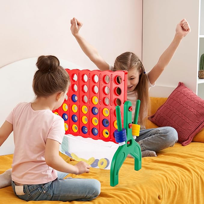 1.9 Feet Giant 4 in A Row Game Jumbo 4-to-Score Connect Game Set for Kids &amp Adults Outdoor Yard Lawn &amp Indoor Floor Play Family Game Night &amp Party Board Games Grand Birthday Easter Gif