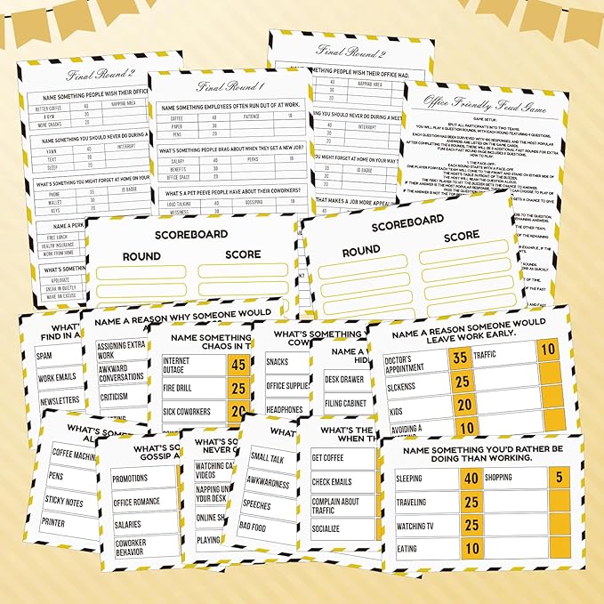 Office Party Friendly Feud Game with 2 Answer Buzzers Team Building Feud Cards for Family Game Night Fun Trivia Quiz for Work Staff Coworkers Groups
