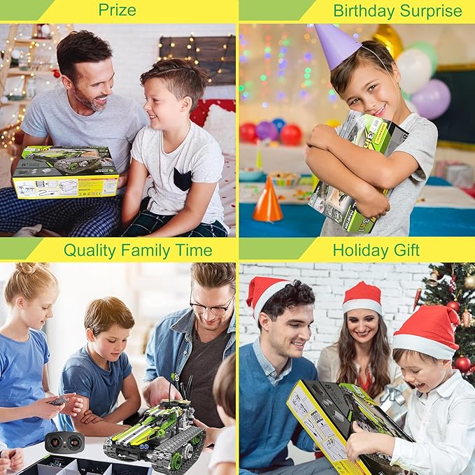 BIRANCO. Remote Control Tracked 3in1 Stunt Racer Building Kit - RC Car STEM Construction Toy Gift Idea for Kids Boys and Girls Ages 8-12 Year Old (353 Pcs)