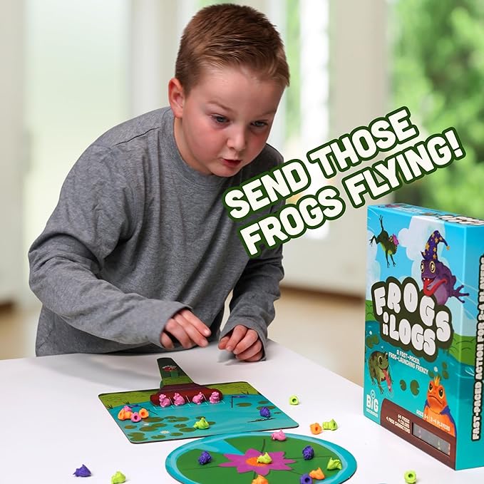 Frogs on Logs – A Fast-Paced Frog-Launching Board Game for Kids &amp Families – Match Aim &amp Launch Frogs – 2-4 Players Ages 8+ – Fun Family Game for Boys &amp Girls