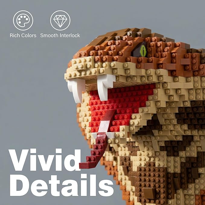 LMGOV Snake 3D Wall Art Micro Mini Building Blocks Set for Adults Animal Display Model for Wall or Tabletop Decor 1518 Pieces Micro Bricks with Instructions Creative Gift for Teens &amp Adult