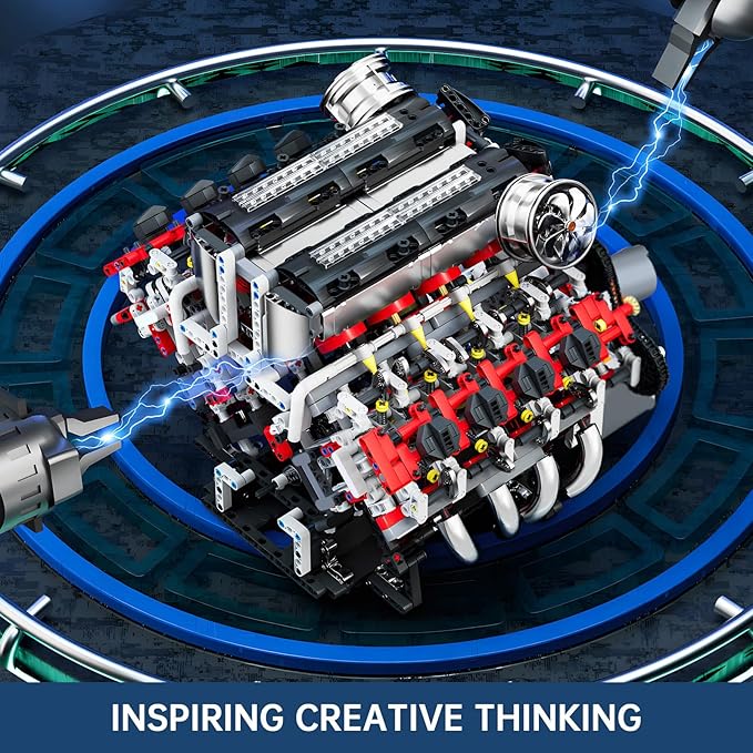 Mould King V8 Engine Toys Building Sets Model Engine Kit for Adults Engine MOC Scale Model with Motor 10130 STEM DIY Building Kits That Works Set for Aged 14+ (2718 Pieces)