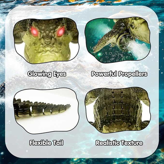 Remote Control Boat Crocodile Water Toy for Kids 3-5 5-7 10-12 RC Alligator for Boys 4-6 6-8 Top Summer Swimming Pool/Lake Toys for Kids Ages 8-12 (Water Operation ONLY - Brown)