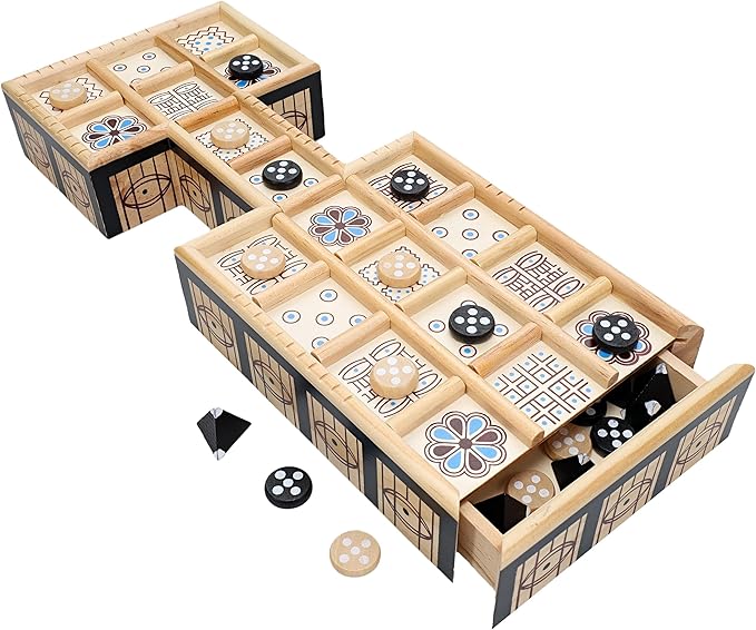 WE Games The Royal Game of UR - Wood Board with Storage Drawer | One of The Oldest Strategy Games in The World