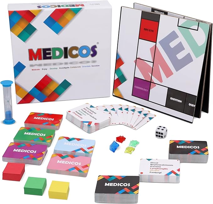 Medicos Medical Terminology Flashcard Board Game - Funny Medical Gifts Educational Doctor Games/Medical Student Gifts Science Games Stem Gifts for Adults Ages 13 and Up