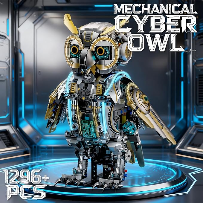 Mechanical Owl Building Blocks Hand-Crank or Electric Powered Moving Snake Engineering Construction Set for Kids and Adults Detailed Mechanical Model with Gears and Lights