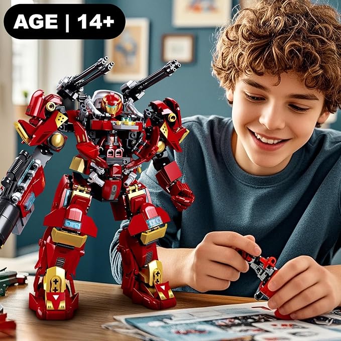Mech Robot Building Sets Easter 588 PCS Transforming Mecha Action Figure Model Creative Build Display Gift Christmas Birthday Ages 14+