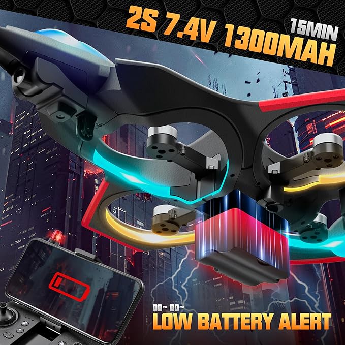BEZGAR Brushless RC Plane with Camera | 2.4GHZ Remote Control Airplane 6-axis Gyro Drones for Kids RC Helicopter 360°Flip Jet Fighter for Beginners with LED Navigation Lights and Two Batteries
