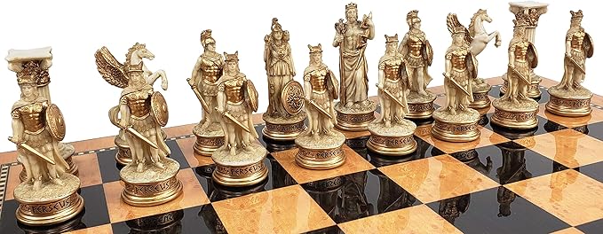 Greek Mythology Olympus Gods Zeus vs Poseidon Set of Chess Men Pieces Antique White - NO Board