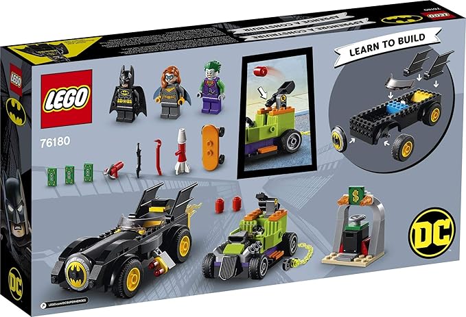 LEGO DC Batman: Batman vs. The Joker: Batmobile Chase Building Toy Includes Batman Batgirl and The Joker Minifigures Plus Buildable Batmobile and Hot Rod New 2021 (136 Pieces) Multi Color