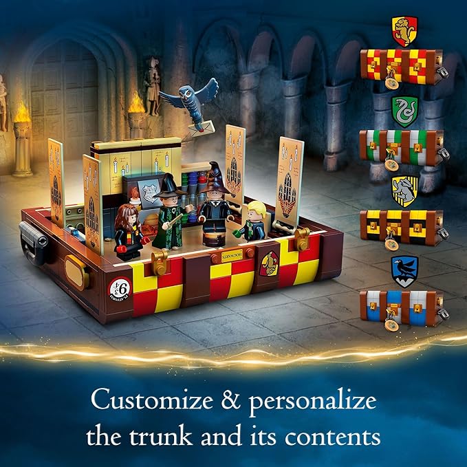 LEGO Harry Potter Hogwarts Magical Trunk Luggage Set Building Toy Idea for Kids Customizable Toy Girls &amp Boys with Movie Minifigures and House Colors 76399