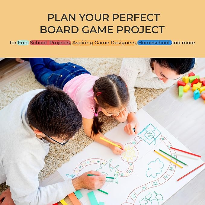 DIY Board Game Kit - Make Your Own Board Game Kit with Double-Sided Blank Game Board Blank Box Game Pieces and Accessories