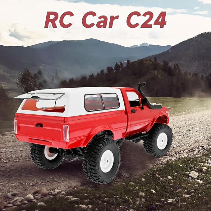 WPL C24 1/16 Scale 4x4 RC Rock CrawlerRC Crawlers RC Truck - RTR Off-Road Truck with 2.4GHz Remote Controller All-Terrain car for 14 Years &amp Up (Red)