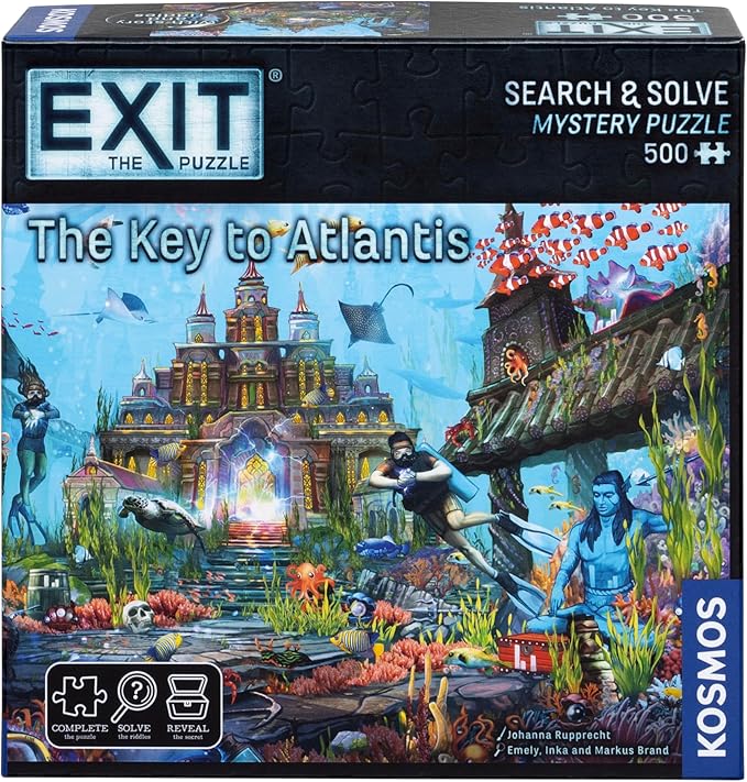 Thames &amp Kosmos EXIT: The Key to Atlantis | Adult &amp Kids Escape Room Game | 500-Piece Mystery Puzzle | Strategy Challenge | 1-4 Players | Age 10+