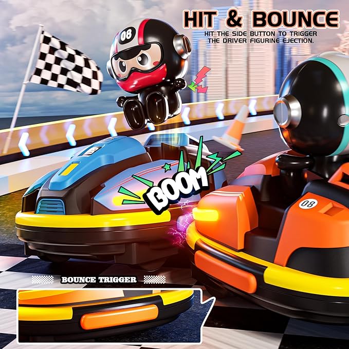 RC Bumper Cars Set for 2 Players 2.4 GHz Remote Control Battle Race Cars With Light &amp Music Toys for Toddlers Girls Boys Age 1-5 Years Christmas Birthday Gift