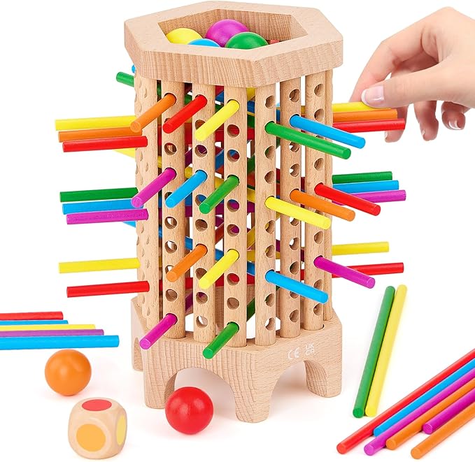 Montessori Game Wooden Board Games for Kids 4-6-8-12 36 Colorful Stick Math Educational Toys for 3 4 5 6 Year Olds Classic Fun Dice Games for Family Game Night for 2-6 Players Gift