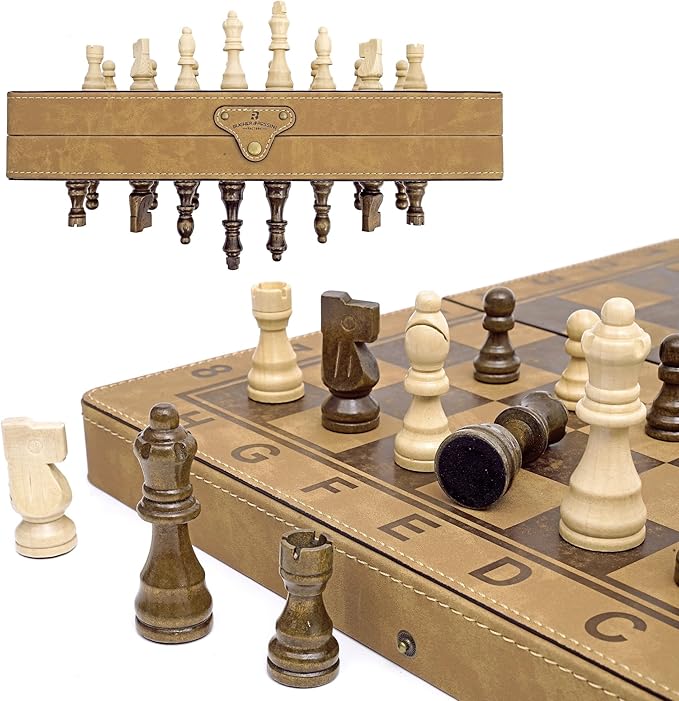 15 Inch Chess Set Magnetic Chess Borad Classic Chess Game Set with Pieces Storage for Family Game Night Ideal Chiristams Gift for Families
