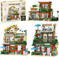 3 in 1 Street View Coffee Shop City Building Set Compatible with City House Modular Simulation Architecture Construction Toy with LED Lights Gift for Adults and Girls Kids Aged 8+(875 PCS)