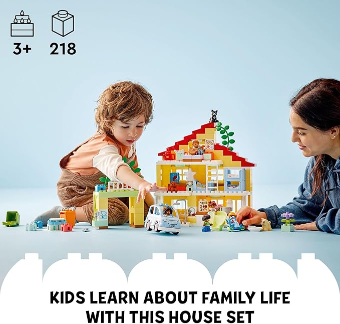 LEGO DUPLO Town 3 in 1 Family House 10994 Educational STEM Building Toy Set for Toddlers Ages 3 and Up for Kids Car Toy and 3 Floor House Lets The Whole Family Build Play and Learn