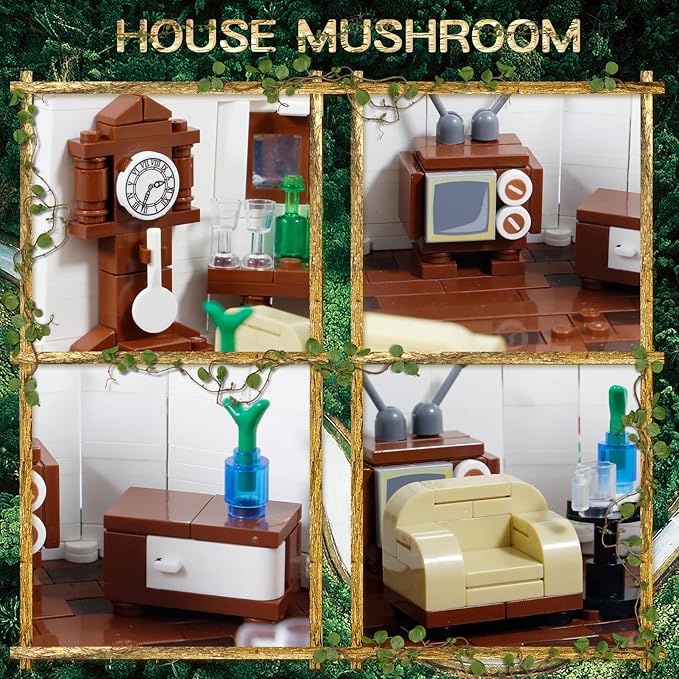 2233PCS Mushroom House Building BlocksCreative Ideals Treehouse Building Blocks Best Present for 6+ Boys Girls or Adults(Bigger Than the ImitationMore Exquisite Details)