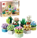 9 in 1 Tiny Flowers Succulents Artificial Plant Set-Creative Botanical Building Block Toy Botanical Collection for Office&ampHome Decor Birthday Gift for Adults and Kids 8-12(832 PCS)