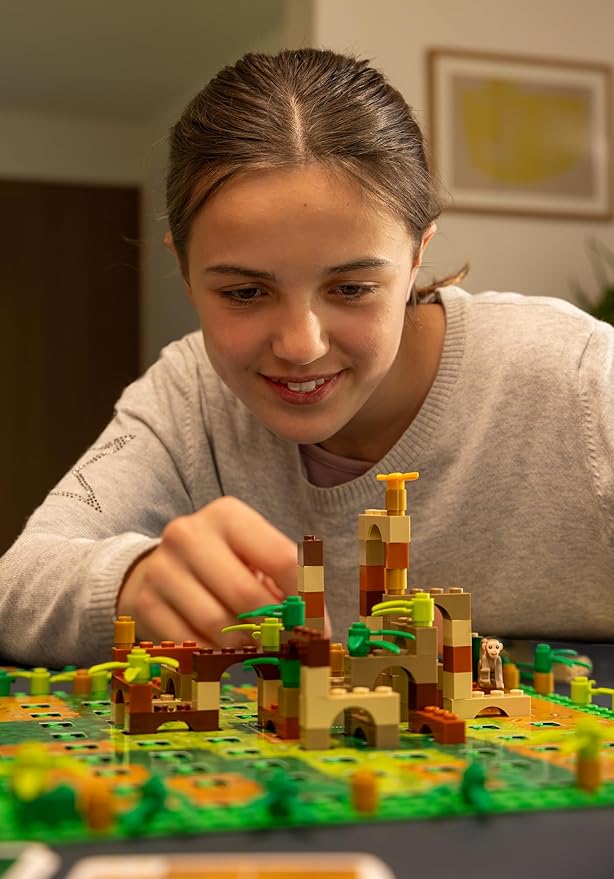 Dotted Games Monkey Palace: A Lego Board Game - Build Your Way to Victory Brick by Brick! Fun Family Brick-Building Game for Kids &amp Adults Ages 10+ 2-4 Players 45 Minute Playtime