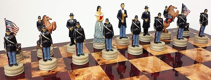 HPL US American Civil War Queens Set of Chess Men Pieces Hand Painted - NO Board