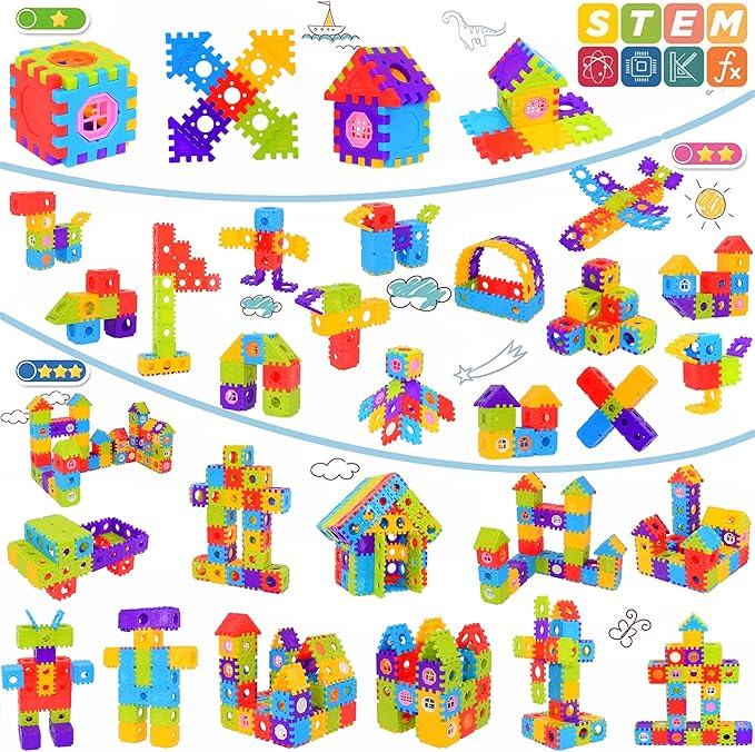 FUBAODA Building Blocks for Toddlers &amp Kids 180 Pcs Toy Building Sets – STEM Building Toys –Interlocking Building Blocks for Toddlers and Kids