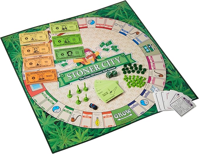 ICUP Stonerware Stoner City Board Game | Hot Box Stoner’s Gift Party Game | Weed Smoking Games | Puff &amp Pass for Adults