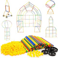 PicassoTiles 600pc Construction Toy Straw Building Set Children STEM Learning Interlocking Building Toys Creative Straw Connecting Builder Kits Early Education Kit for Kids Boys &amp Girls Ages 3+ PT