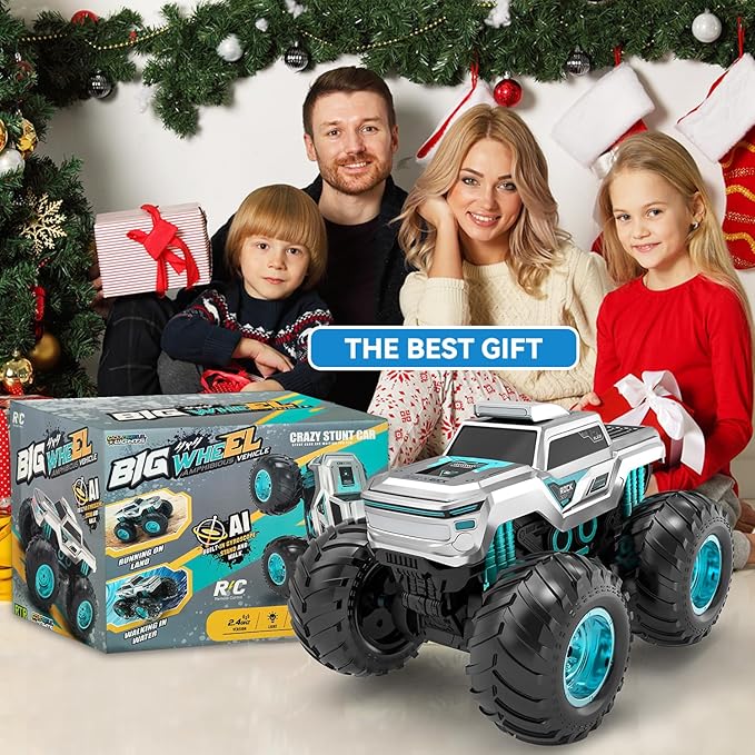 Amphibious Remote Control Car Monster Truck Toys 1:16 Waterproof RC Cars 4WD All Terrain Pick-up Truck Car Toy for Boys Kids Birthday Age 6 7 8 9 10 11 12+