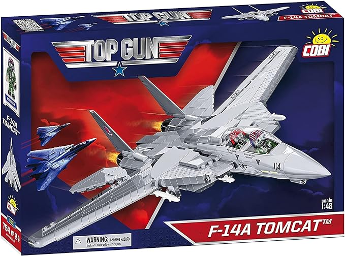 COBI Top Gun F-14A Tomcat Fighter Plane - 1:48 Scale 754 Piece Building Set with Maverick and Goose Figures