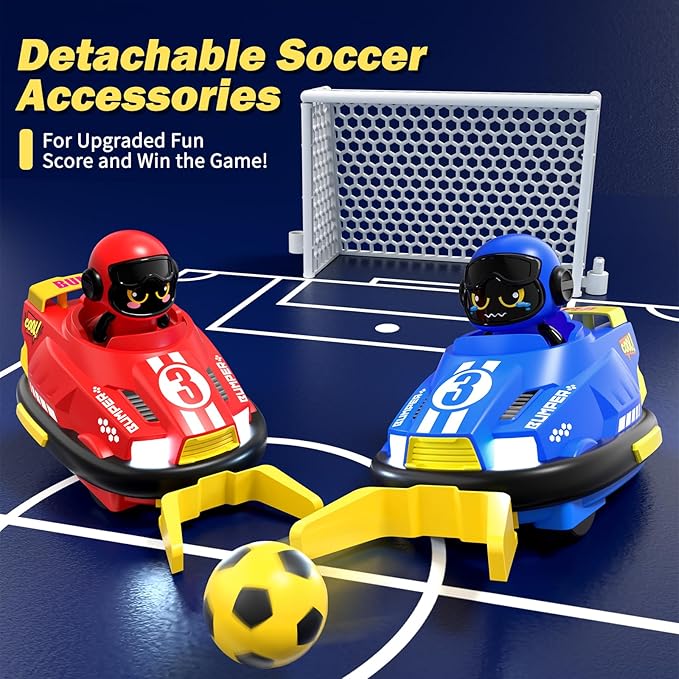 Cute Cartoon Remote Control Bumper Car Toy Set of 2 Players Football Games|Toddlers Mini RC Car Toys with Light &amp Sound &amp 360°Rotating|Christmas Birthday Gifts for 3 4 5 Year Old Boys Girls