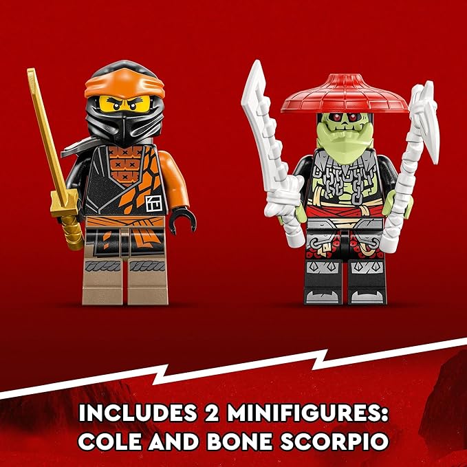 LEGO NINJAGO Cole’s Earth Dragon EVO 71782 Upgradable Action Toy Figure for Boys and Girls with Battle Scorpion Creature and 2 Minifigures 2023 Playset