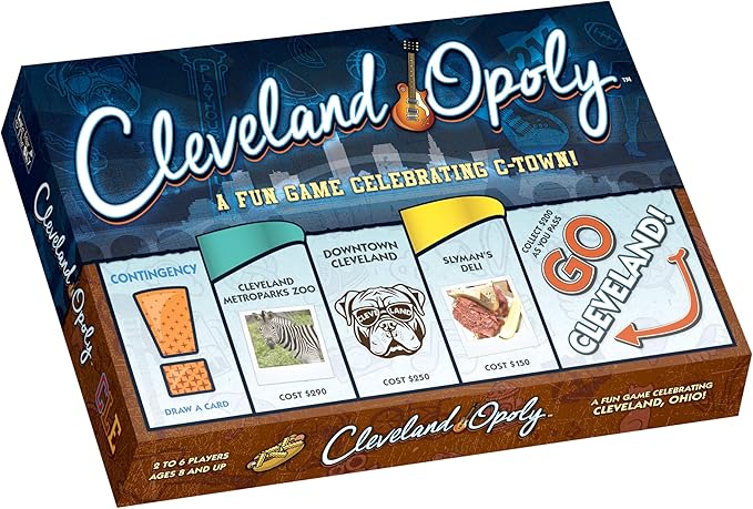 Late for The Sky Cleveland-Opoly Board Game – Cleveland Ohio City Edition Family Property Trading Game for Kids &amp Adults 2–6 Players Ages 8+ Game Night Gift