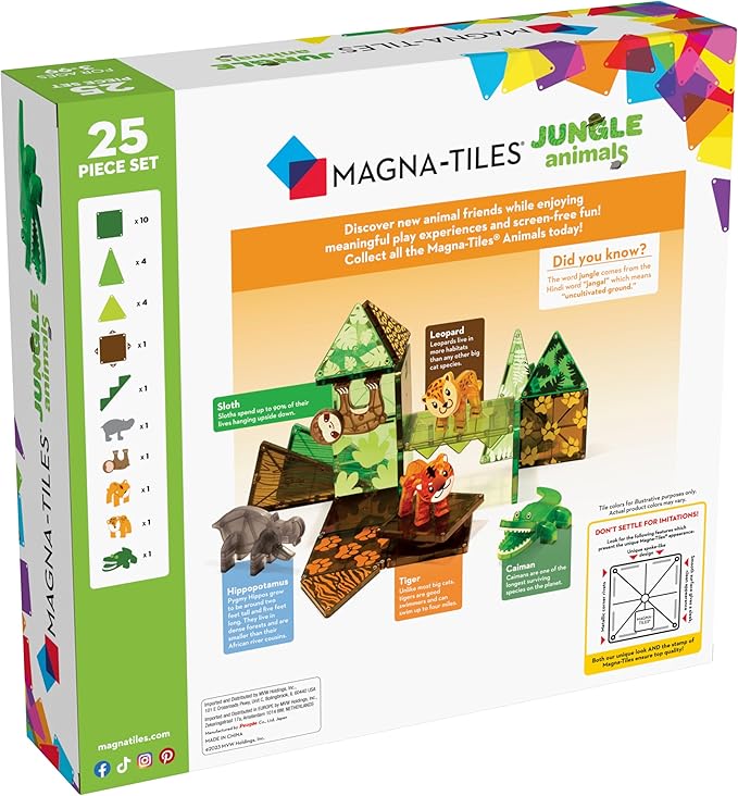 MAGNA-TILES Jungle Animals 25-Piece Magnetic Construction Set The ORIGINAL Magnetic Building Brand