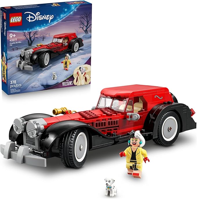 LEGO Disney Cruella De Vil’s Car Building Toy - 101 Dalmations Pretend Play Vehicle Building Set for Girls &amp Boys Ages 9+ - Gift Idea for Birthdays - 43277