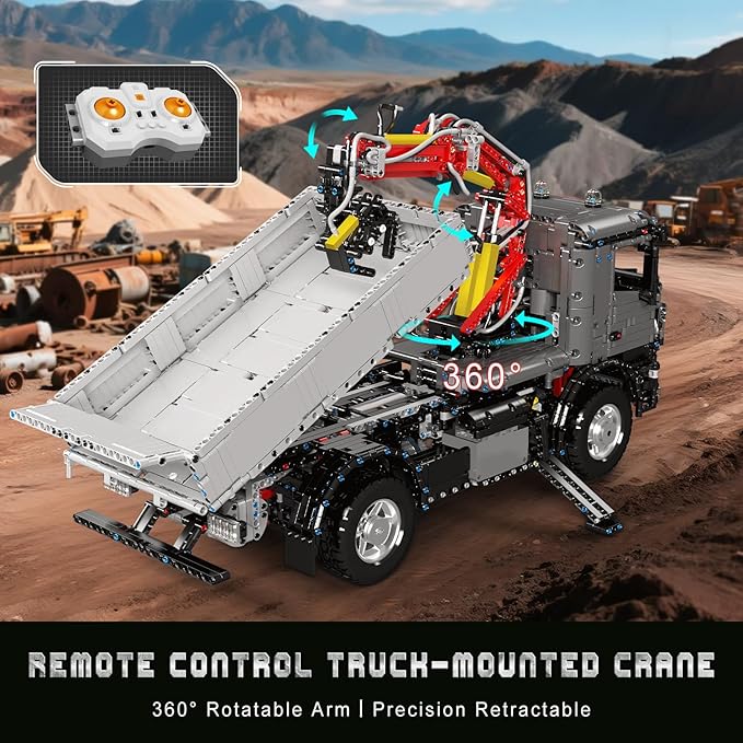 Mould King 19016 Tow Truck Building Set APP/Remote Control Truck Mounted Crane Model Kit Drive Transport Vehicle Construction Toy Display Kit Collectible Gift for Adult Teens(3767 Psc)